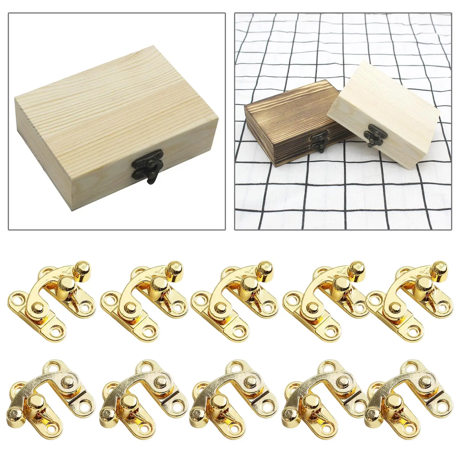 10x  Hasp Horn Lock Latch Buckle Clasp Latch  Left Right Toggle Hardware for Toolbox Suitcase Wood Jewelry Box Decoration