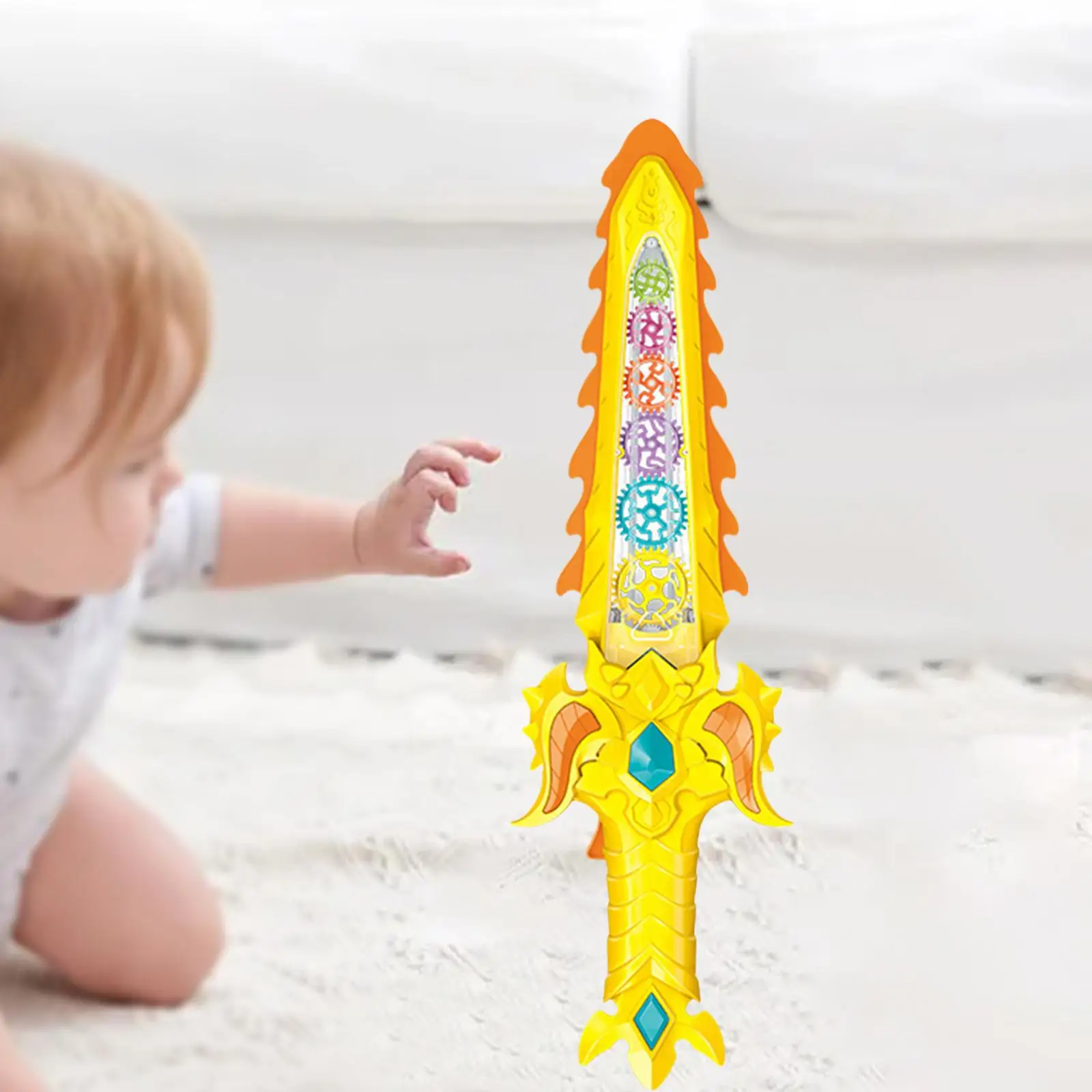 Sound Light Sword Transparent Gear Flashing Toy Baby Toddlers Girls Yellow