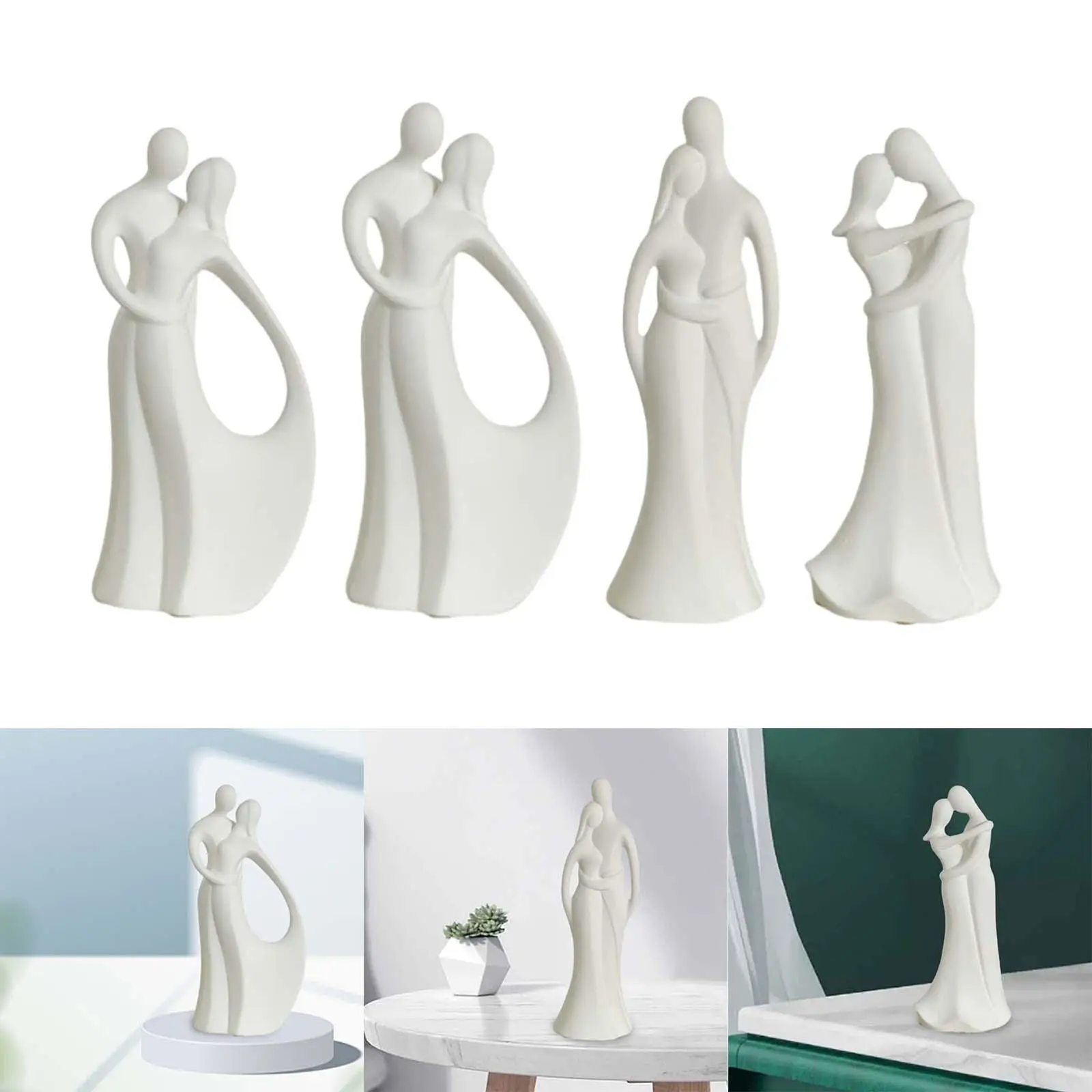 Couple Statue Ornament Art Abstract Figurine Decorative Nordic Crafts Sculpture Minimalist Lover for Bar Desk Office Home Shelf