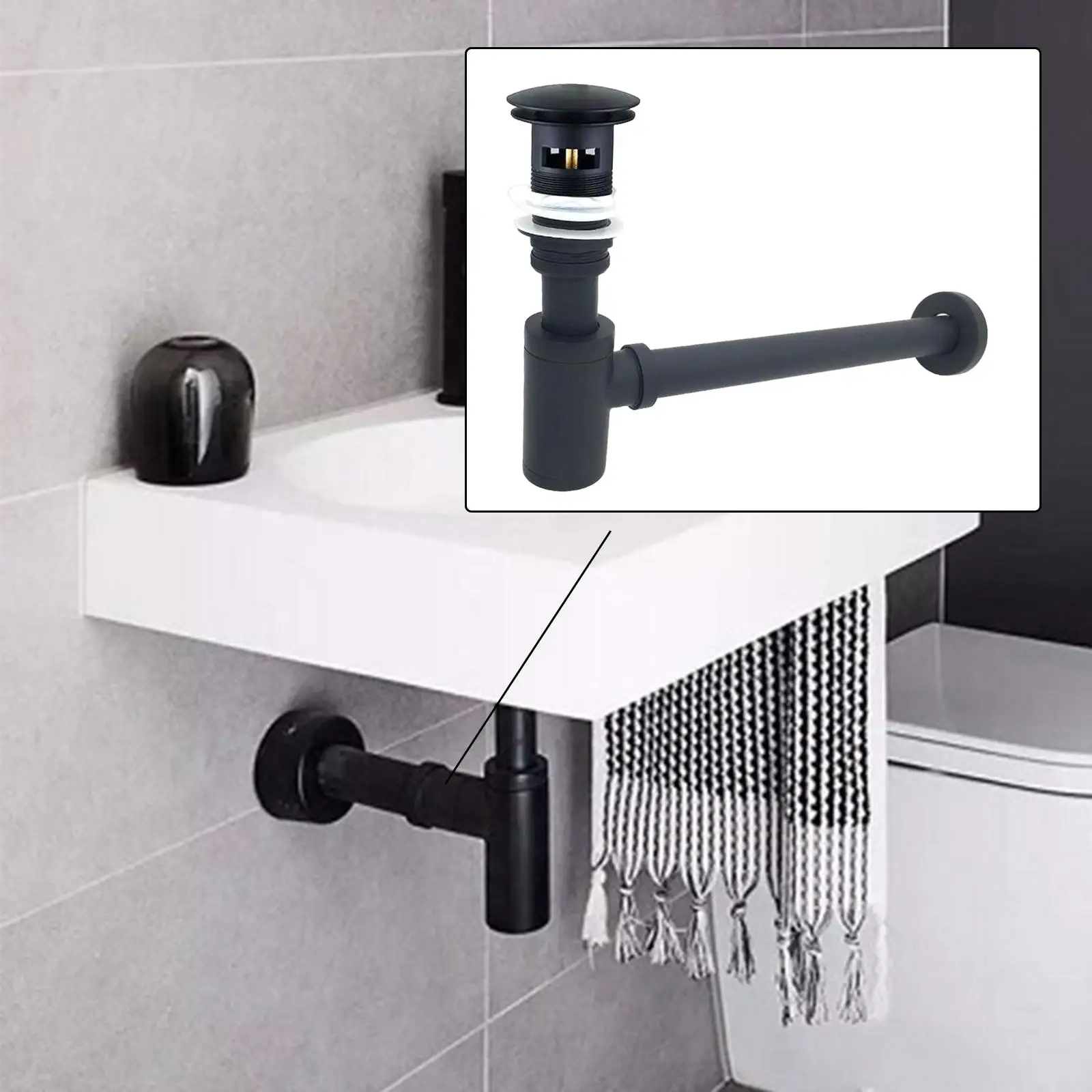 Brass Basin Sink Waste Traps Drain Anti Odor No Leakage Anti Blocking Under Sink Drainage Plumbing Tube Modern for Kitchen