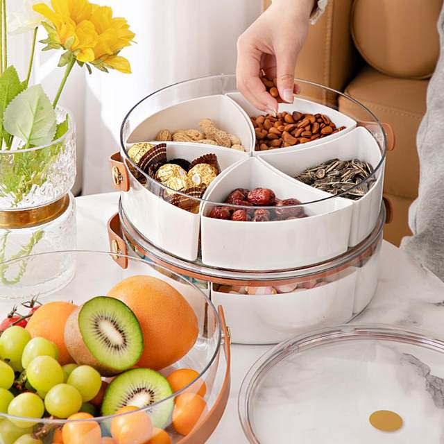 KUNIJIWA Snack Storage Box, Dried Fruit Tray, 6 Plastic Compartment Box  Clear Organizer - for Candy, Fruits, Nuts, Snacks Parties Entertaining(9.84  * 9.84 * 2.48 in : : Home