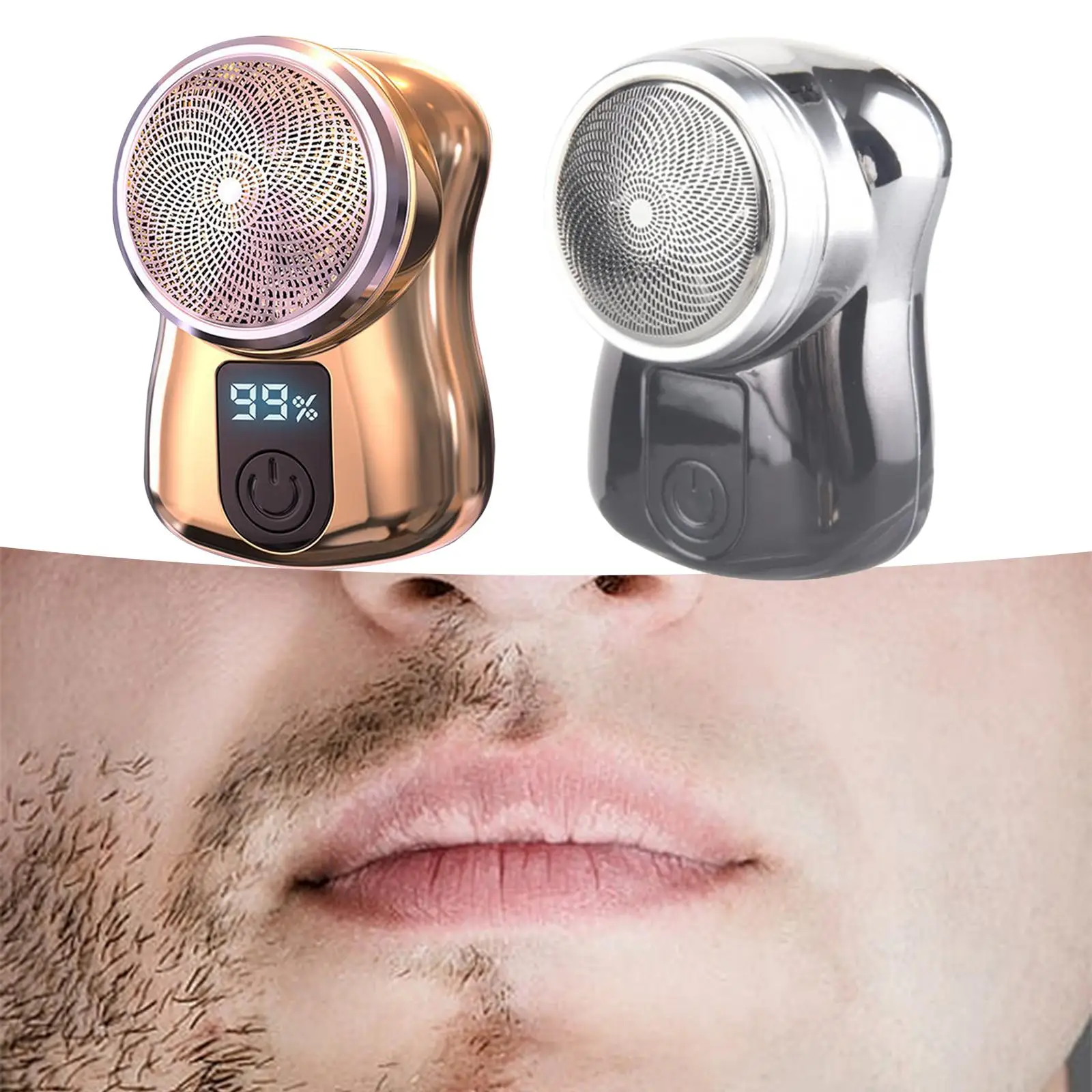 Mini Shaver Father`s Day Gifts Cordless Rechargeable Shaving Removable and Washable Head Digital Display Beard Razor Trimmer