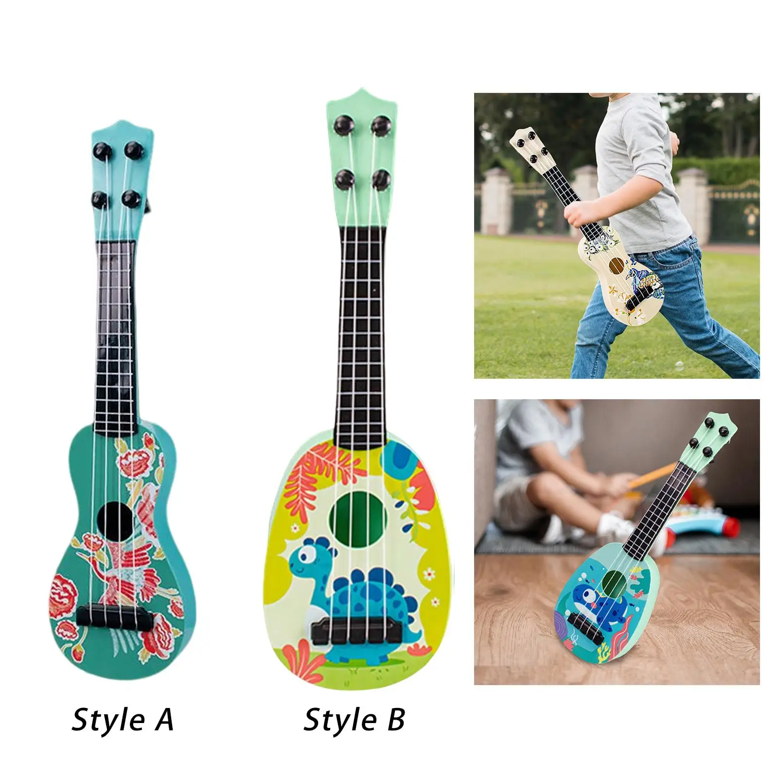 Kids Guitar Musical Toy Keep Tones Educational Toys with 4 Strings Mini Toddler Ukulele Guitar for Preschool Children Kids Gifts