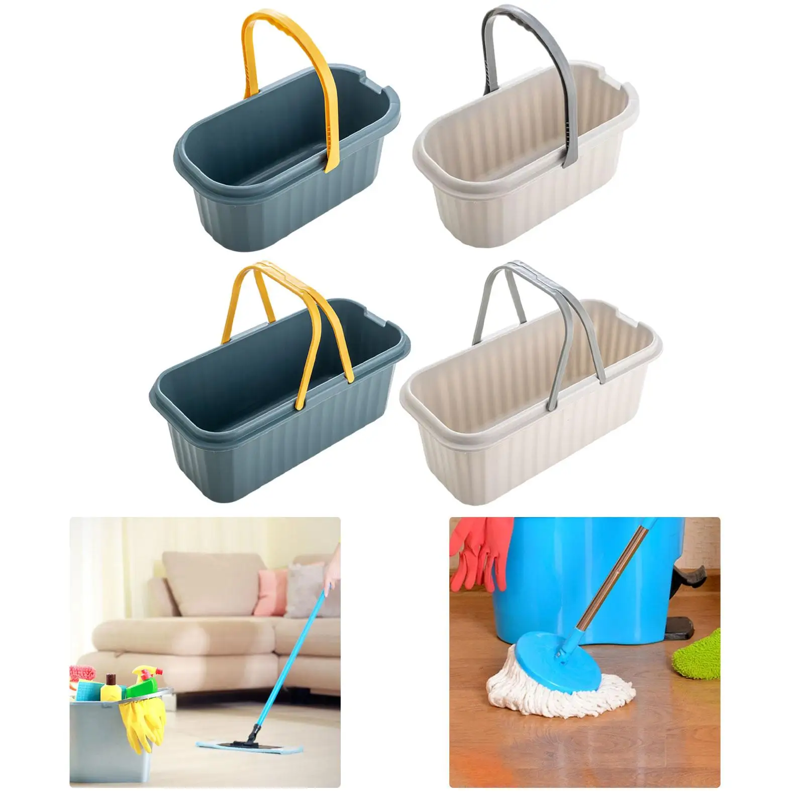 Rectangle Water Bucket Durable Wash Bucket for Household Cleaning Supplies