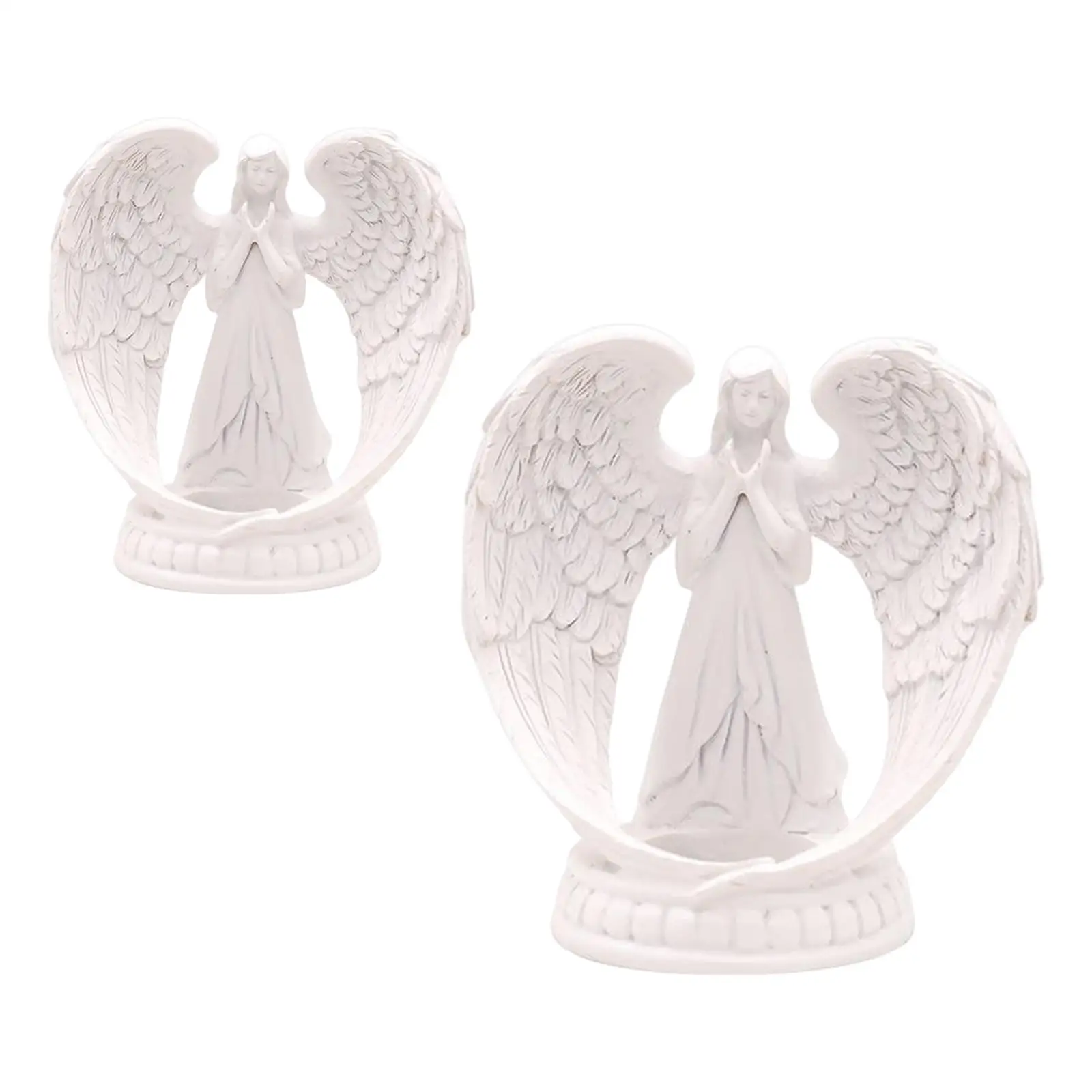 Resin Praying Angel Candle Holder Angel Wing Figurine Decorative Votive Candle Holders for Birthday Decoration