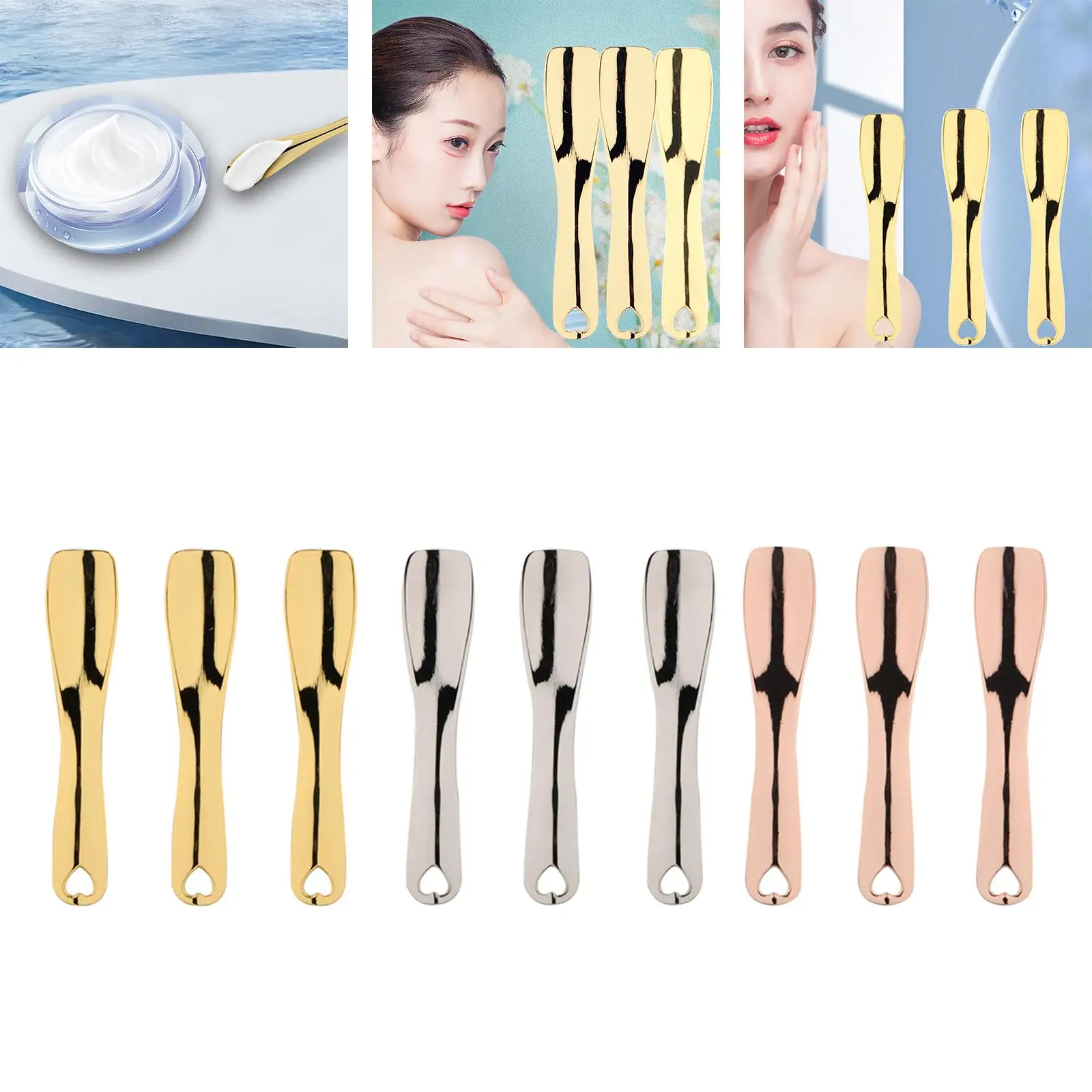 3Pcs Reusable Cosmetic Spatula Spoon Applicator Face Mask Scoop for Sampling Lotions Mixing Skincare Moisturizers