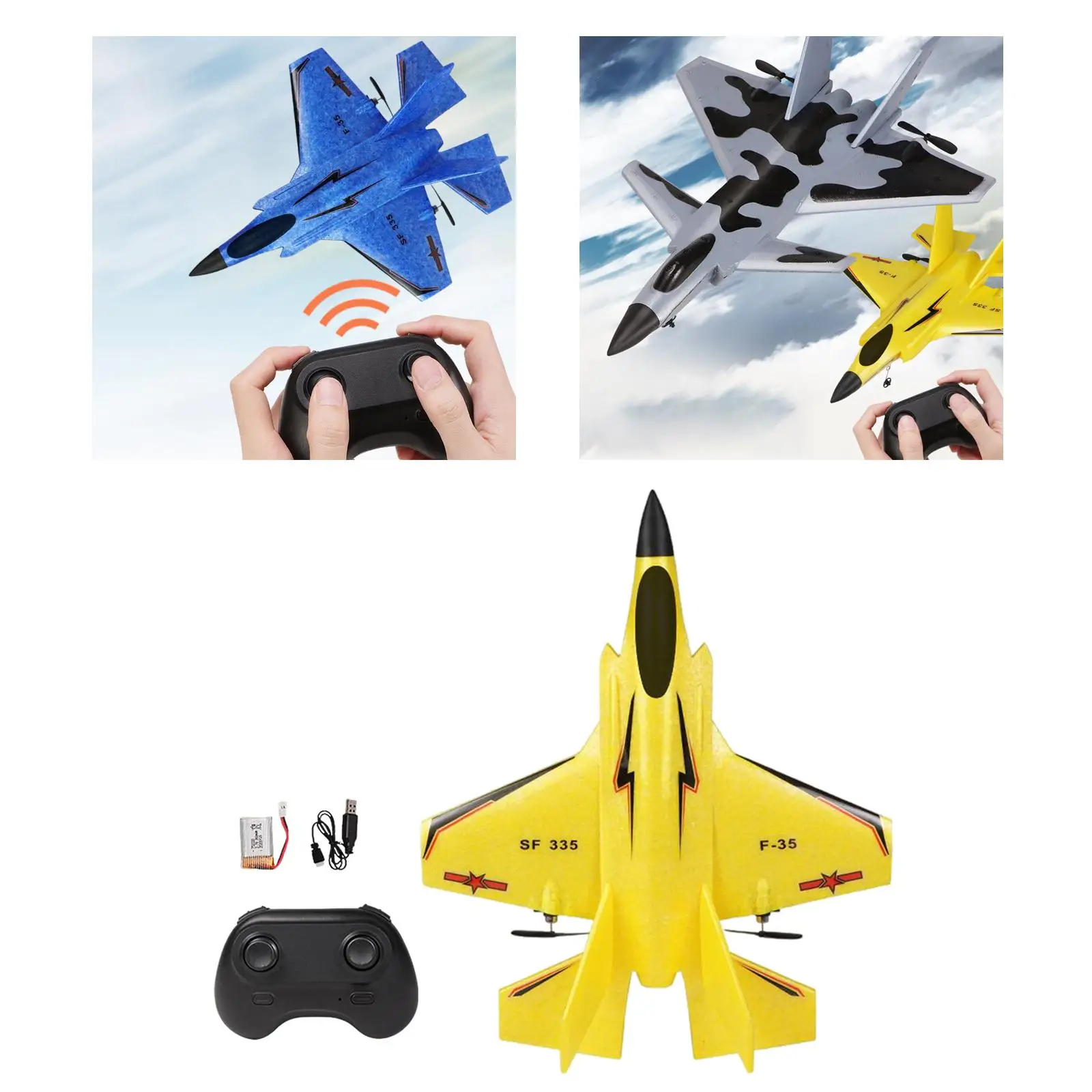 2 Channel EPP Foam Aircraft Glider Fighter Plane for Kids Ready to Fly Yellow