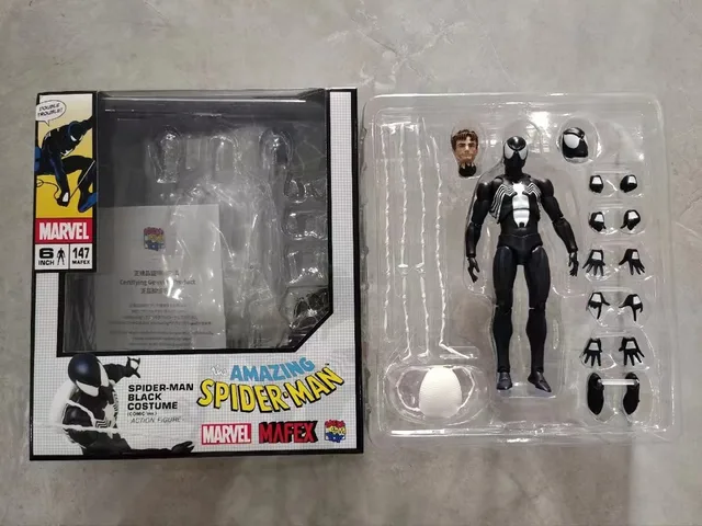 In Stock Medicom Toy Mafex Spider-man Black Suit Comic Ver Anime