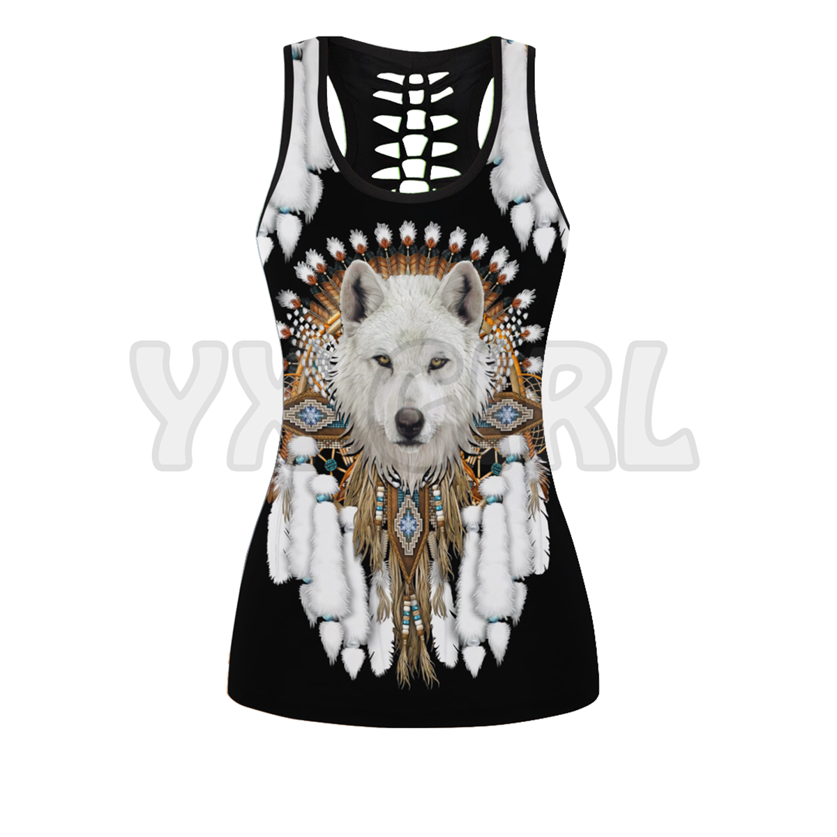 Beautifull branco lobo 3d impresso tank top