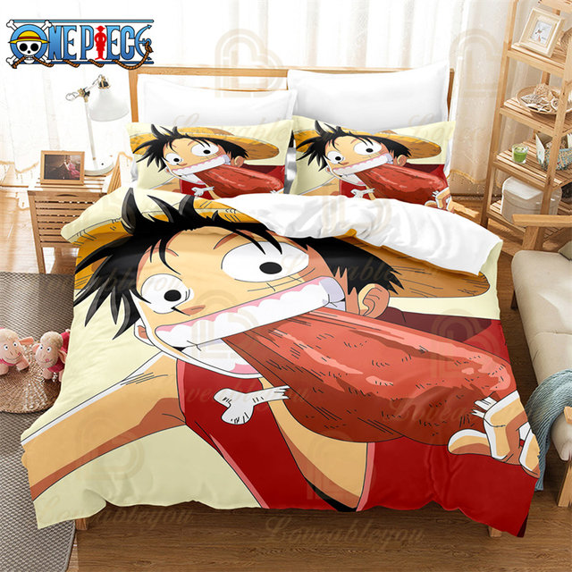 One Piece 29 # Pirate King Lufei Tre pezzi Trapunta Copertura Lenzuola  Cuscino Copertina Trapunta Tessile Casa Copertura Può essere personalizzata  secondo il disegno