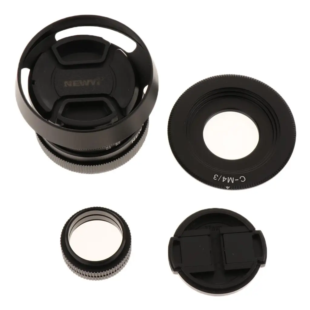 35mm F1.6 APS-C C Mount Lens with Adapter 4/3 Mount Mirrorless Camera (Black)