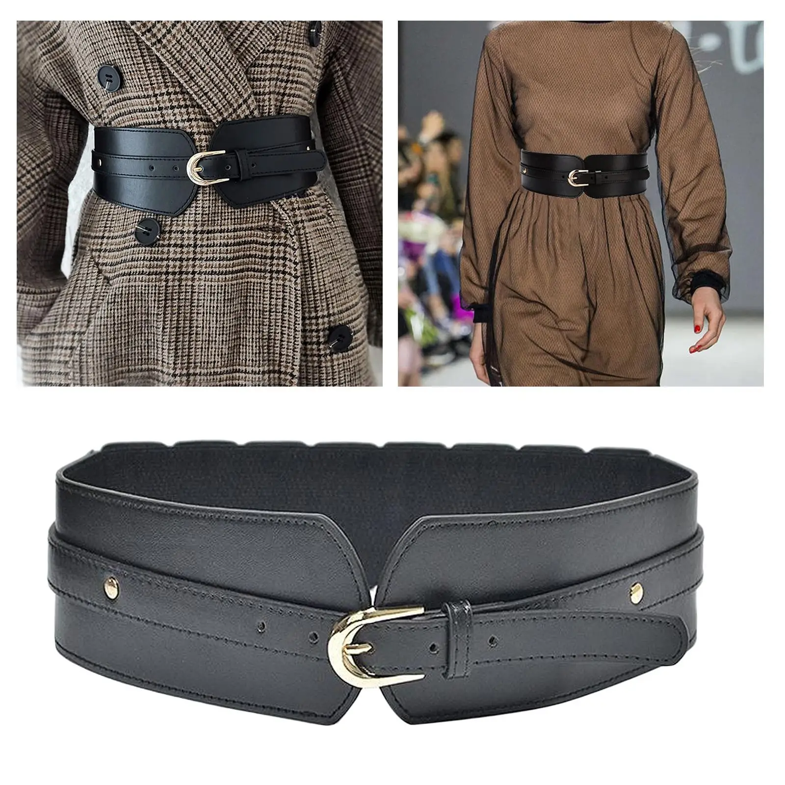 Women Ladies Wide Corset Waistband Leather Band Waist Belt Dress Belt