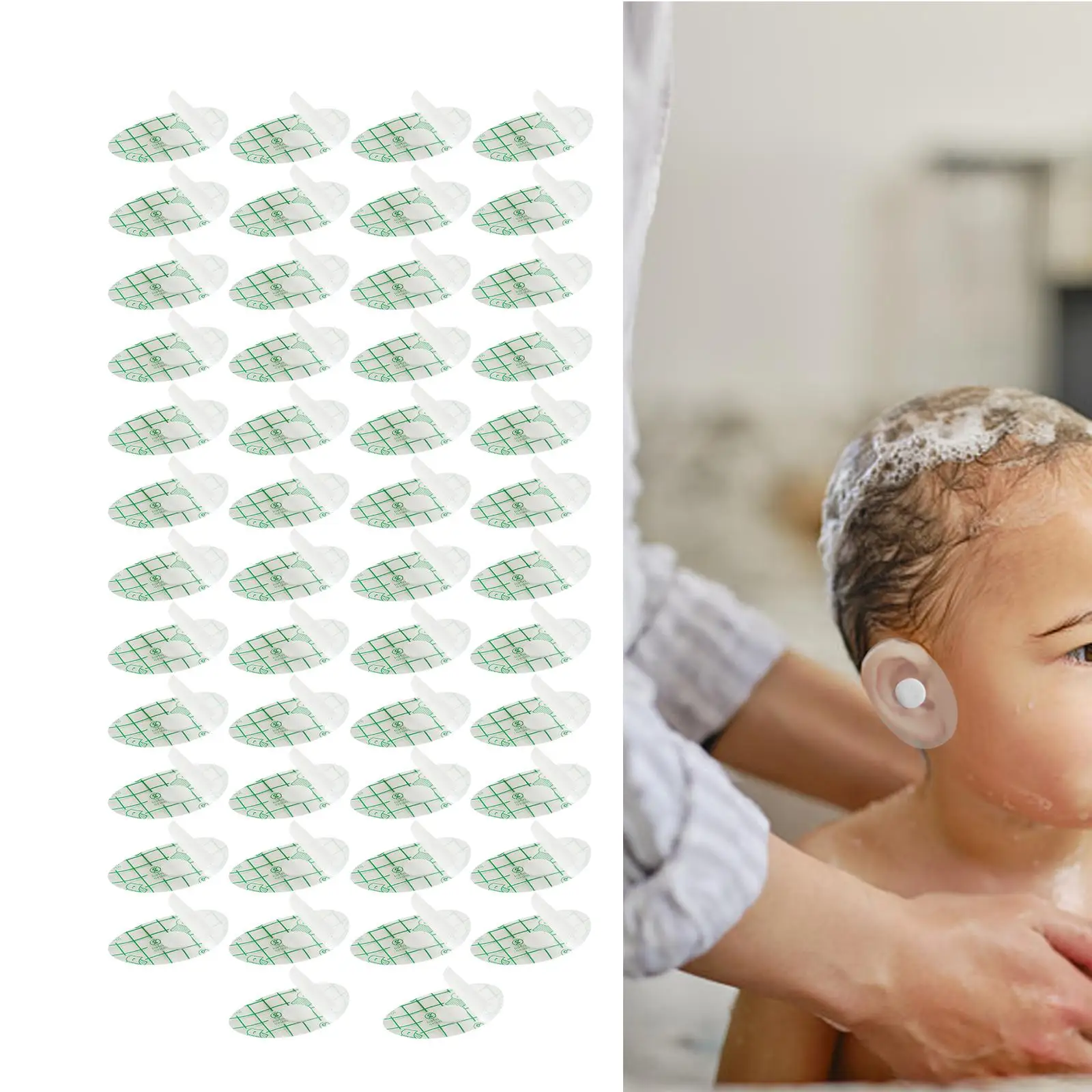 50x Waterproof Baby Ear Stickers Transparent Adhesive Wear Resistant Ears Protector Covers for Surfing Snorkeling Kids Infants