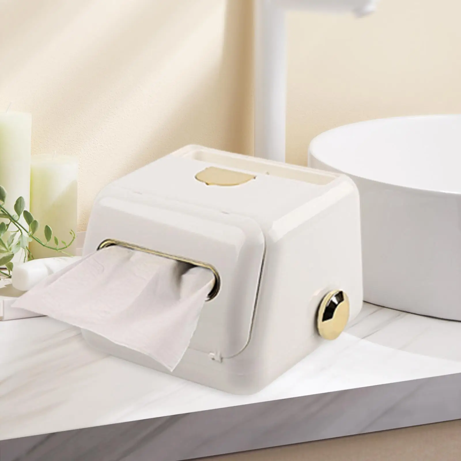 Multifunctional Tissue Cover Tissue Dispenser with Spring Napkin Dispenser Tissue Box Holder for Living Room Dining Table