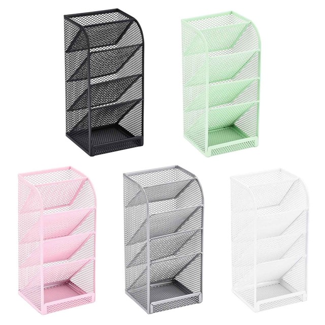 Simple Desk Office Supplies Organizer 4 Slots Pencil Pen Holder Metal for  Dresser Vanity Counter Women