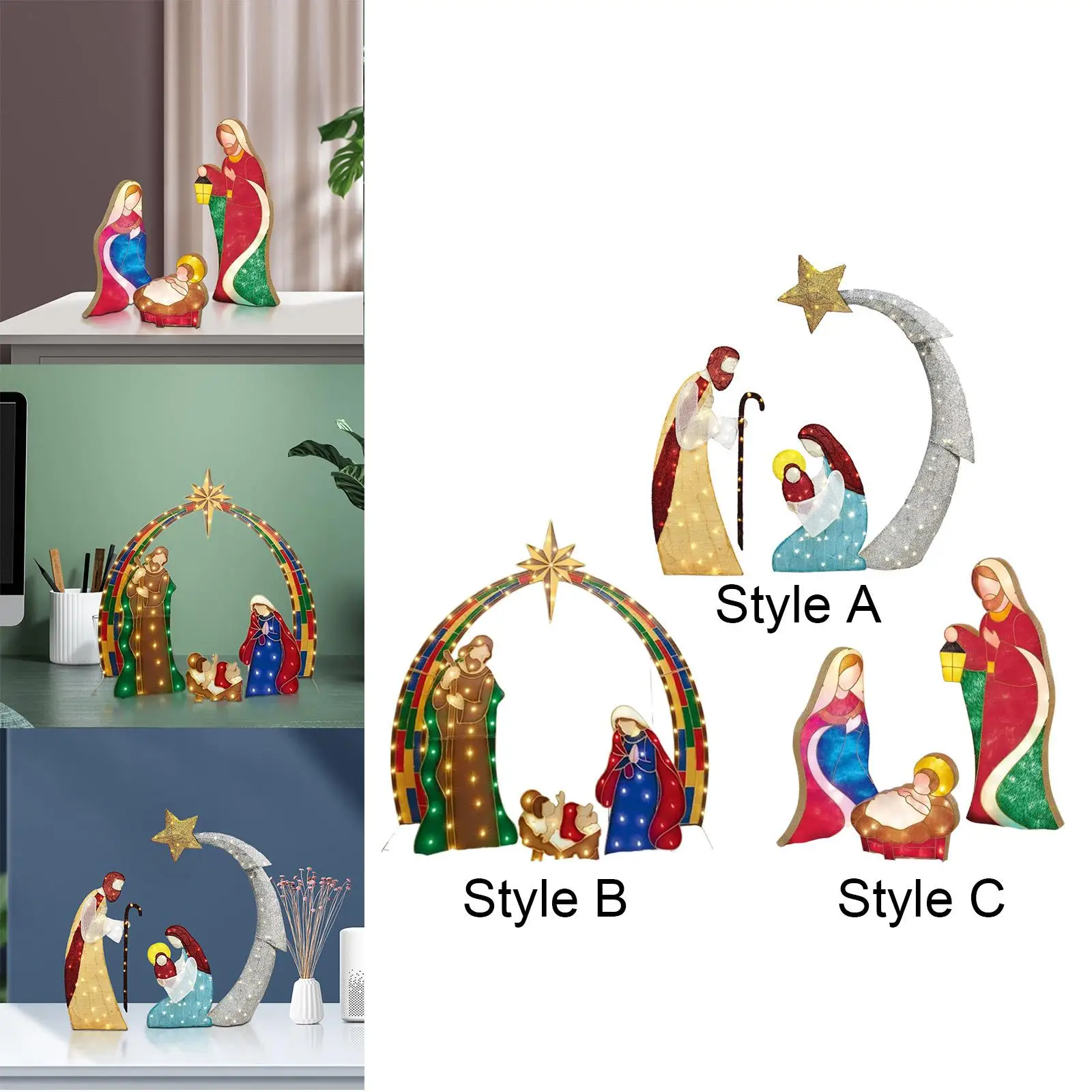 Holy Family Statue Stakes Nativity Scene Figurine Set for Thanksgiving