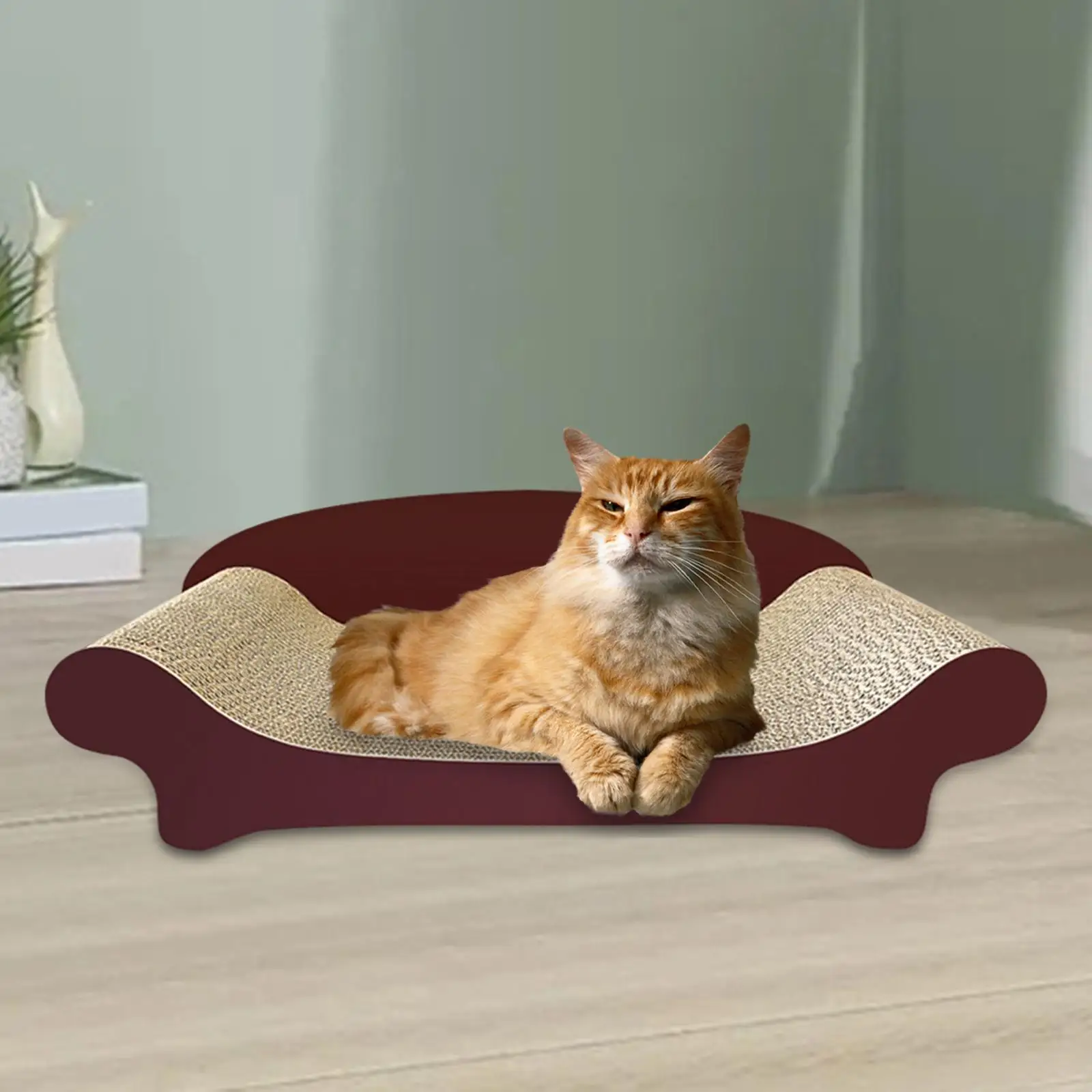 Cat Scratcher Bed Interactive Toy Corrugated Lounge Couch Cat Scratch Pad for Indoor Cats