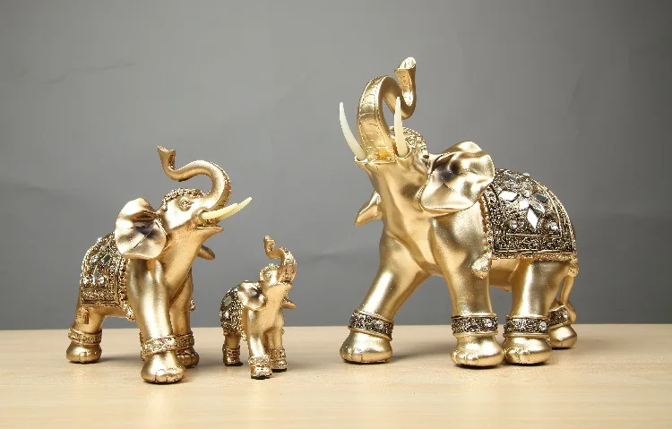 Elephant resin crafts ornaments Golden Elephant creative home decorations office living room elephant ornaments