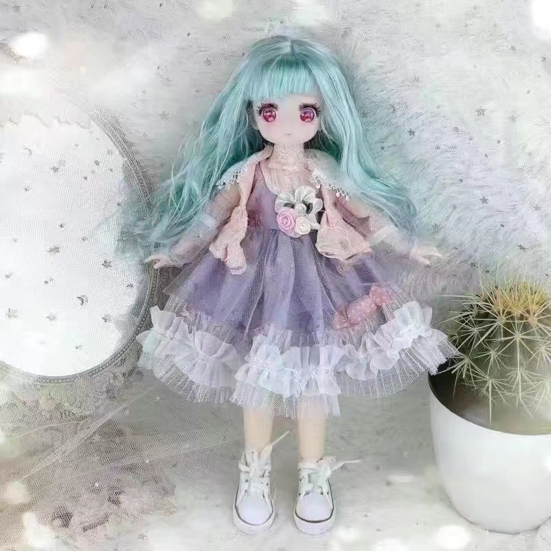 30cm Kawaii BJD Doll Girl 6 Points Joint Movable Doll with Fashion Clothes Soft Hair Dress Up Girl Toys Birthday Gift Doll New