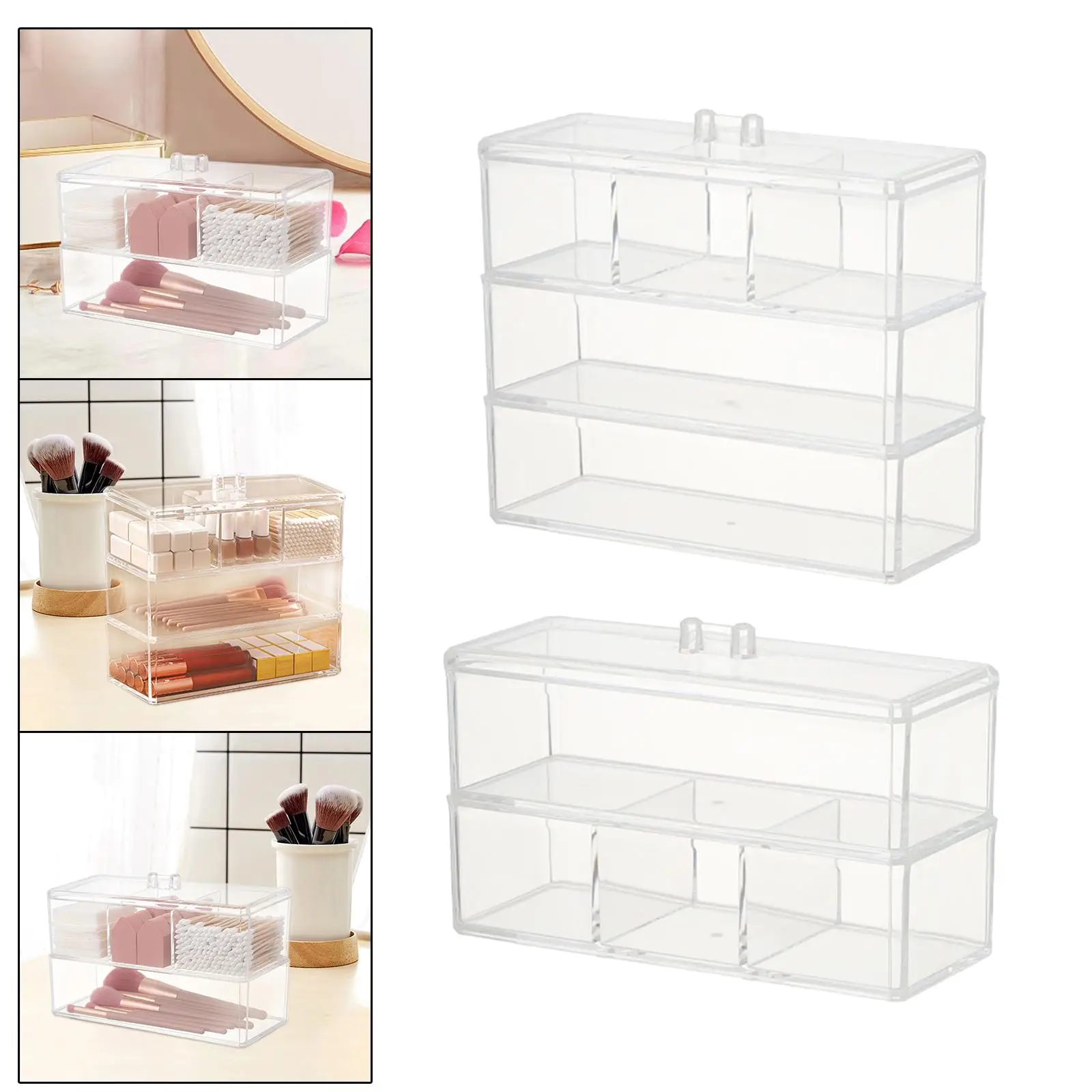 Storage Box Stackable Makeup Container for Cotton Swab Rod Lipstick Puff