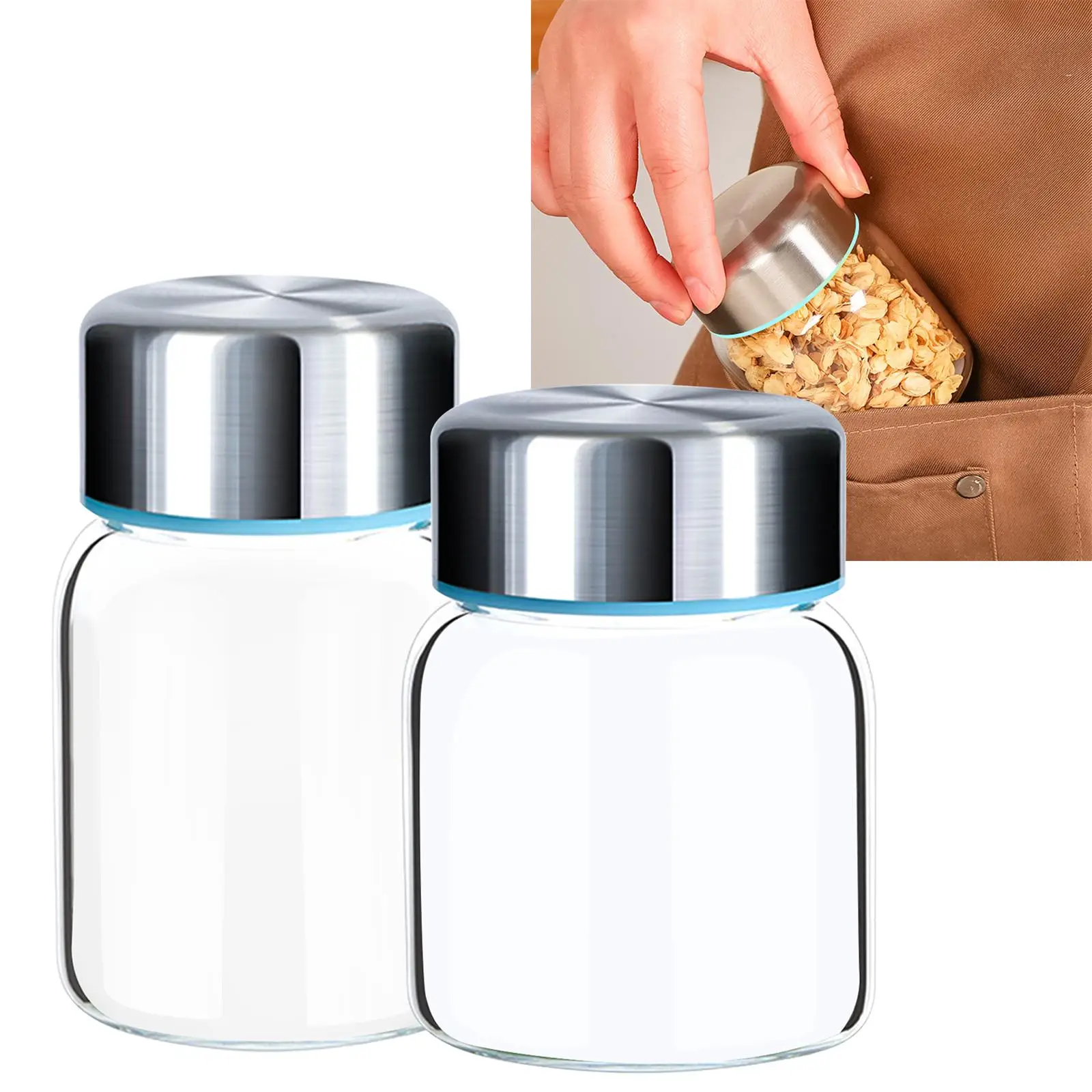 Glass Jars Airtight Empty Clear Swivel Lid Food Storage Container Spices Bottle Canister for Bean Sugar
