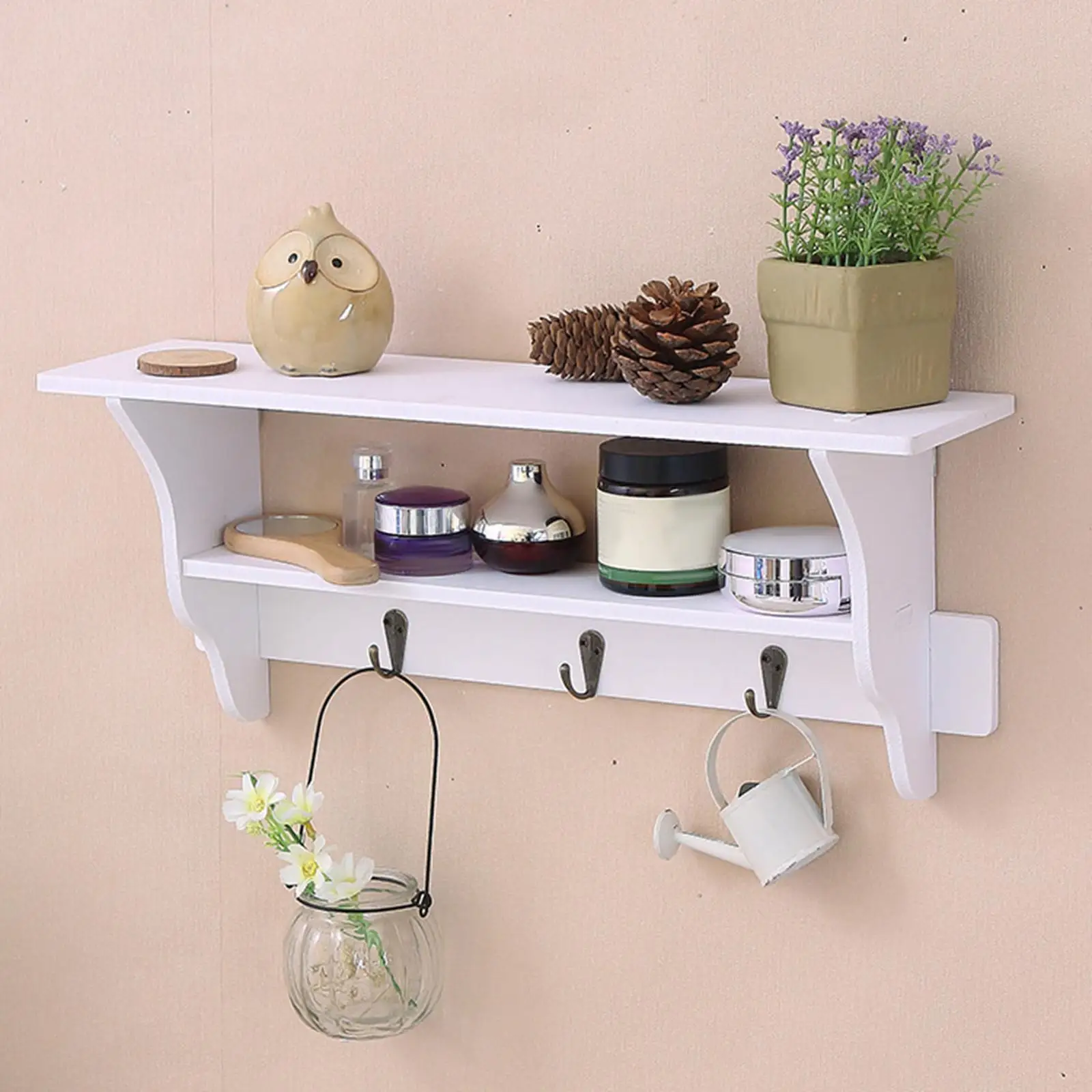 Entryway Wall Mounted Hooks with Shelf Hanging Shelf for Bedroom Home Bathroom Decor