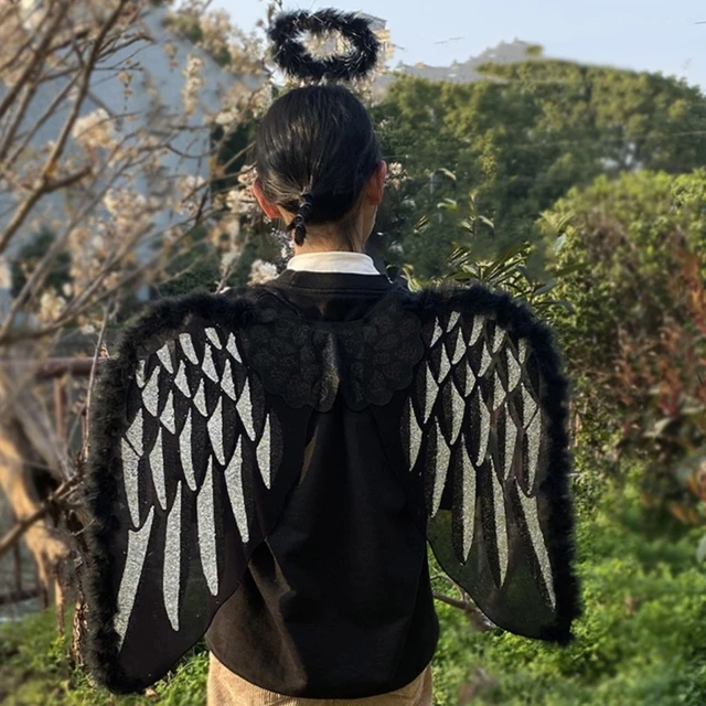 Ailes d'ange en plumes pour adultes et enfants, ailes de diable