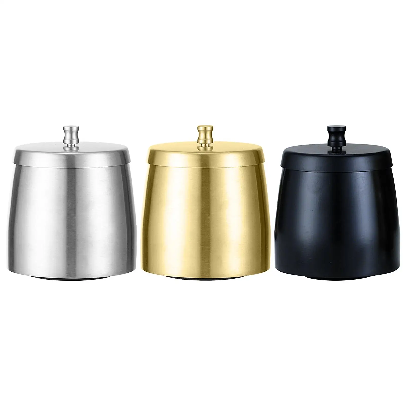 Windproof , Stainless Steel with Lid easy to clean Portable Standing Cigarette Butt Container for  Ashes Tabletop Office Garden