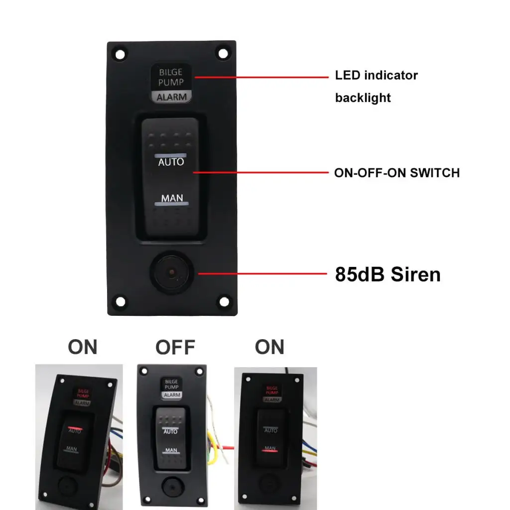 New   Bilge Pump Switch Panel Automatic-Off-Manual 12v 24v with Alarm