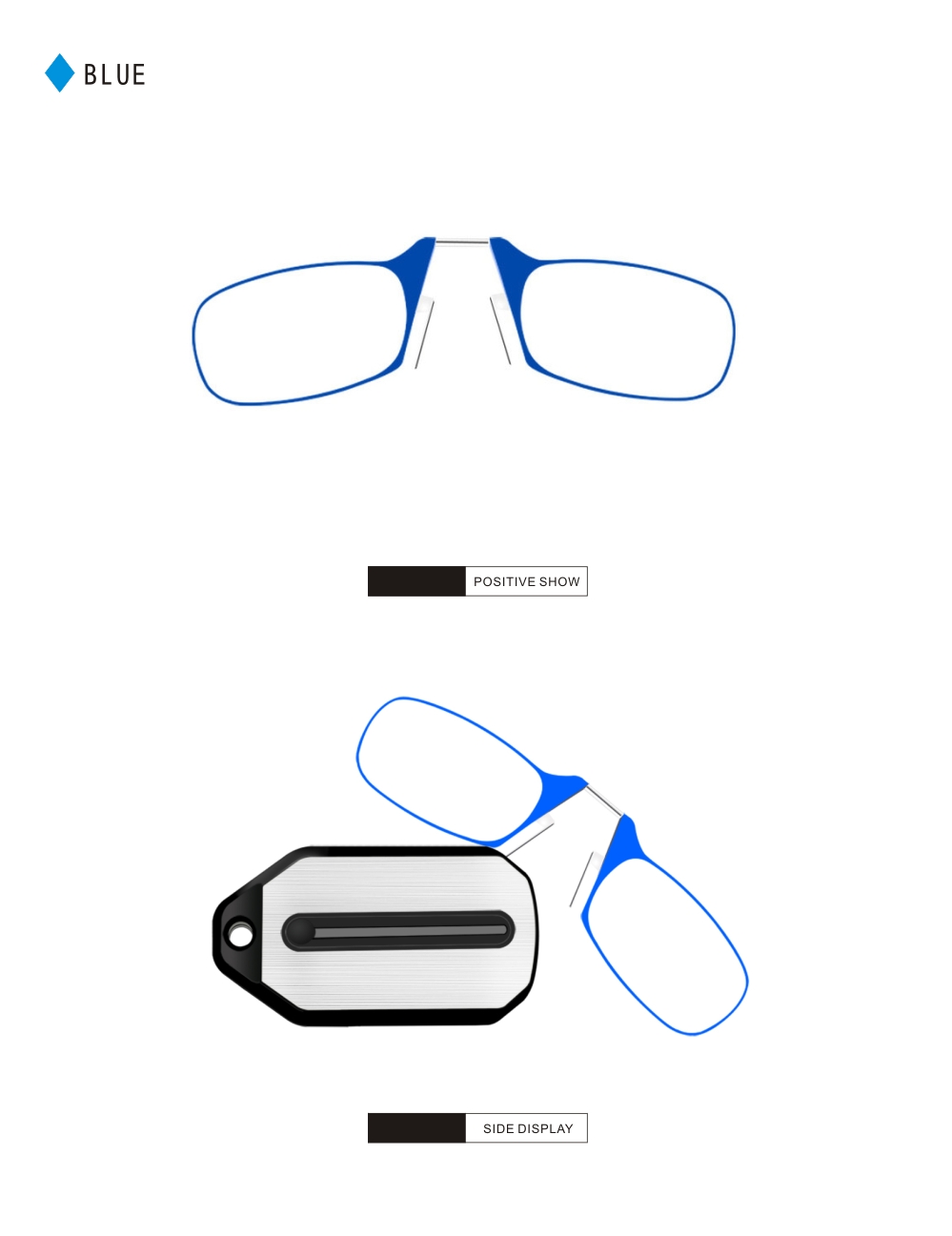 Clip Nose Reading Glasses for Men Eyeglasses Without Temples Eyeglasses for Women Fashion Magnifying Glasses Clear Frame Black