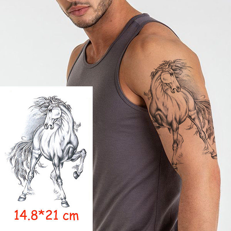 Best of Waterproof Temporary Tattoo Sticker Horse Big Animal Hair Tatoo Water Transfer Fake Tatoo Flash Tatto Woman Man Kid 14.8*21 Cm Reviews & Tips