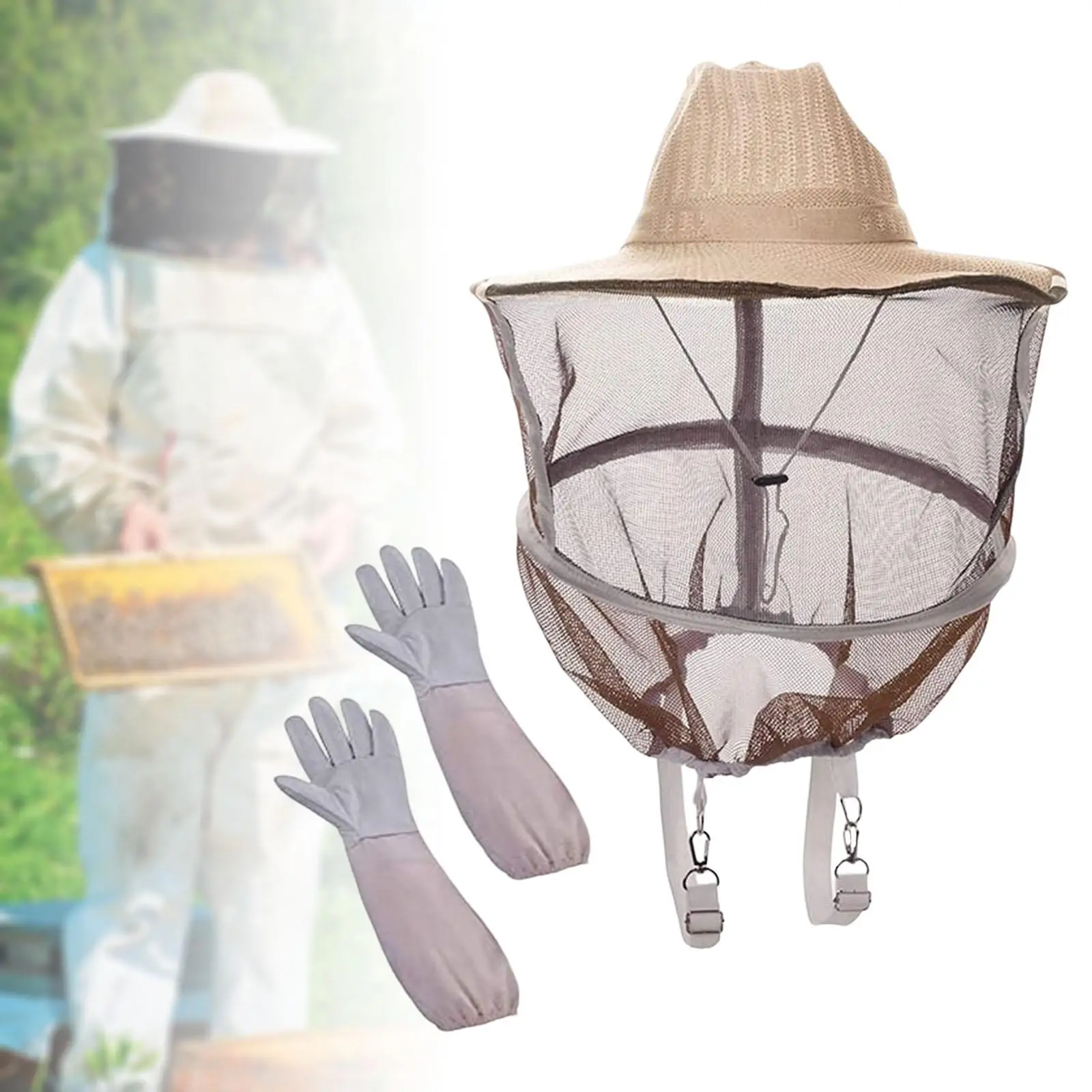 Beekeeping Hat and Gloves Beekeeper Anti Pricks Supplies Beekeeping Tools Comfortable Breathable for Unisex Fishermen