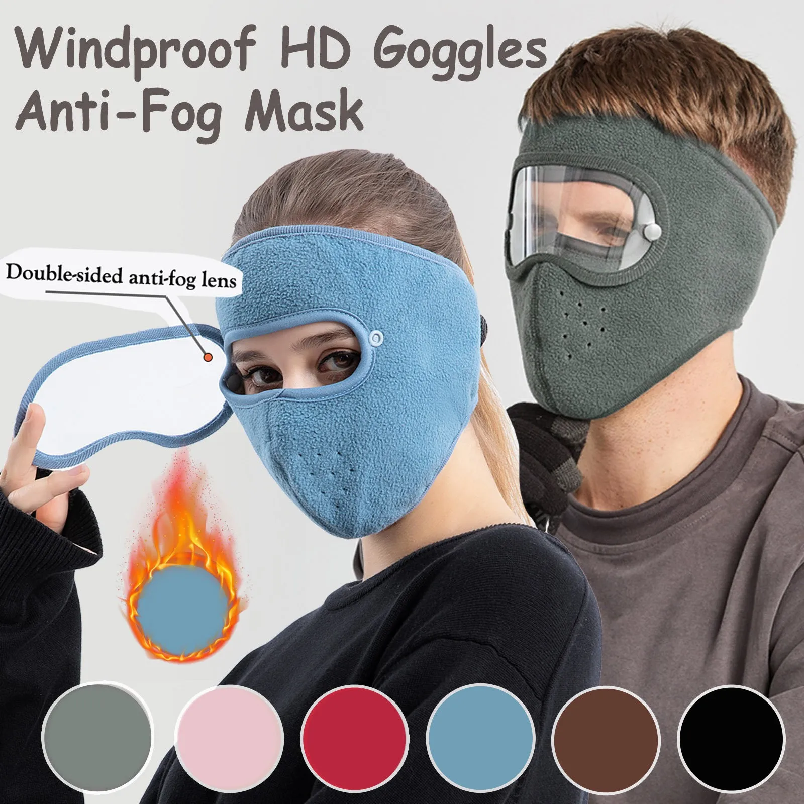 Winter Windproof Anti Dust Full Face Mask Cycling Ski Breathable Masks High Definition Anti Fog Goggles Hood Cover