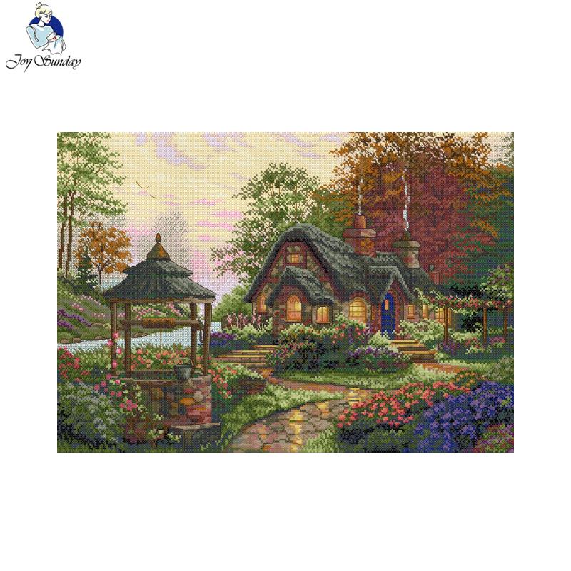 JoySunday Wishing Lodge Muster bedruckte Kreuzstich-Sets Aida-Stoff 16CT 14CT Stoff DIY Handwerk Nadel Canva Handstickerei-Set – Detail 1