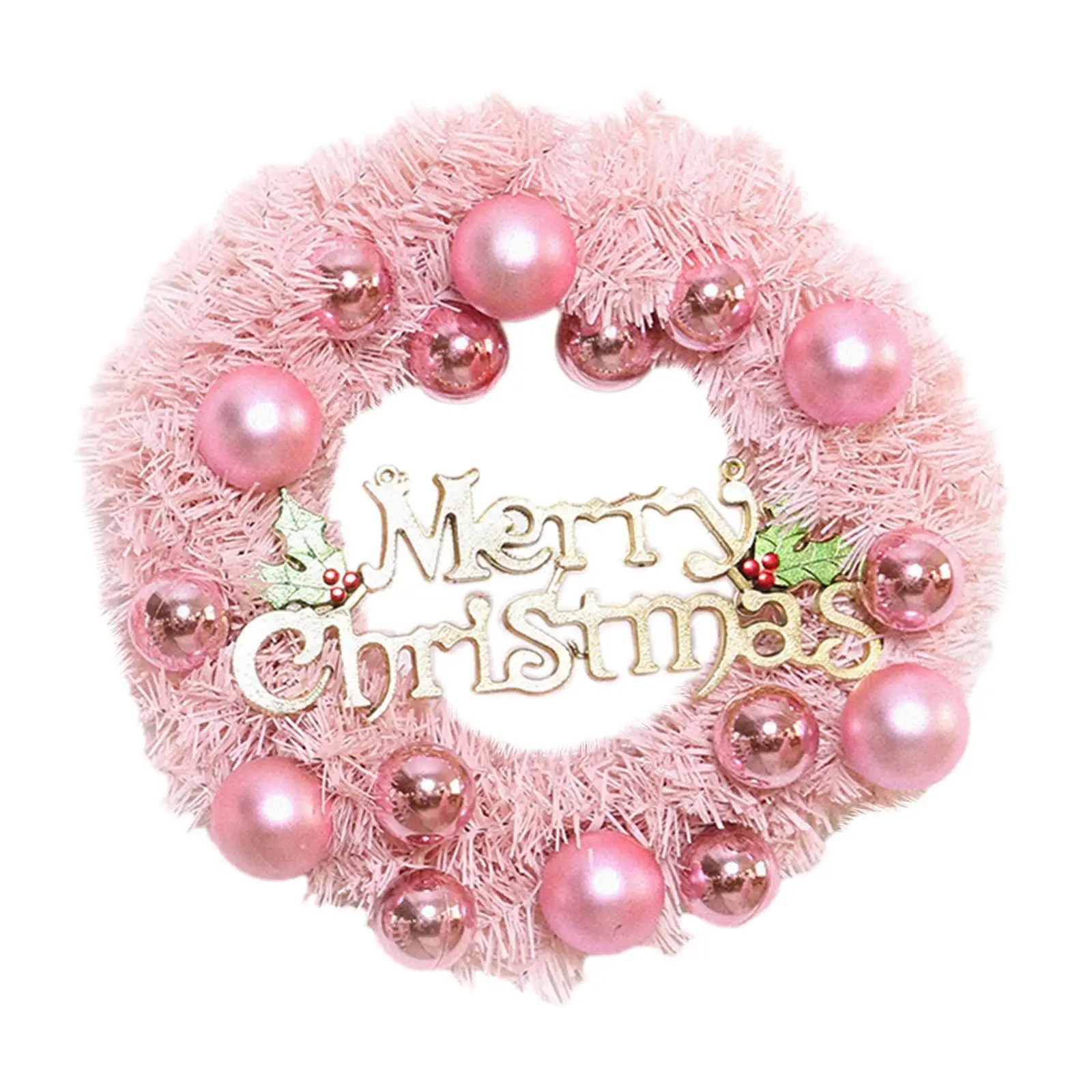 Pink Christmas Wreath Door Ornaments Decorations Christmas Artificial Christmas Wreath for Party Porch Balcony Fireplace Office