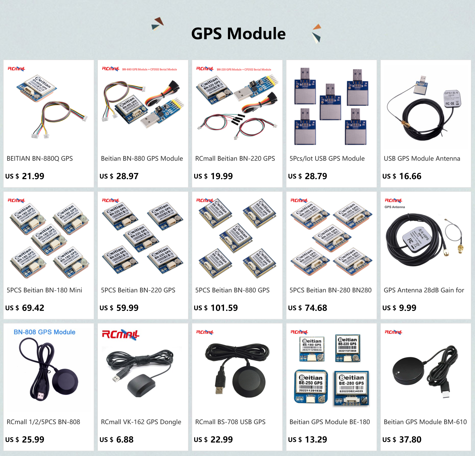 Módulo de gps de rcmall vk16e g28u7fttl