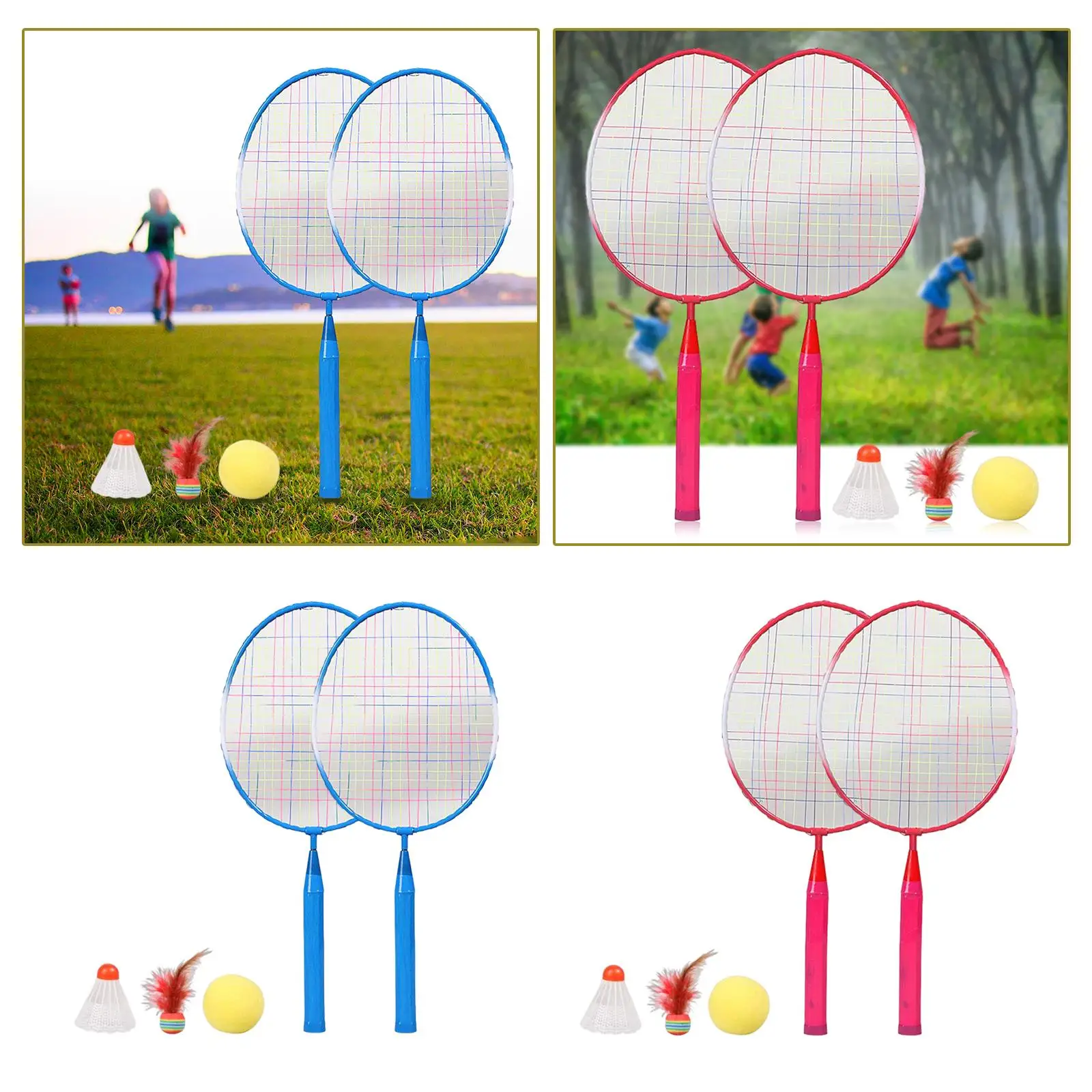 1 Pair Badminton Rackets Set Lightweight for Toddler Kids Starter Players Sporting