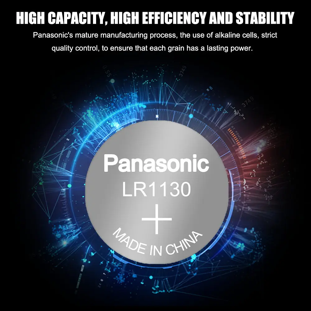 Panasonic LR1130 189 AG10 LR54 L1131 SR1130 V10GA 1.5V Button Cell Coin for Clock Calculator Scale Dry Primary Battery button cell battery