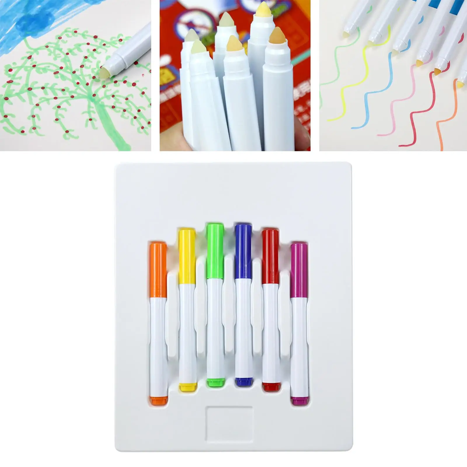 6 Smudge Drawing Pens Paint Pens Stationery Supplies Pens Set Calligraphy Pens for Special Paper DIY Note Taking