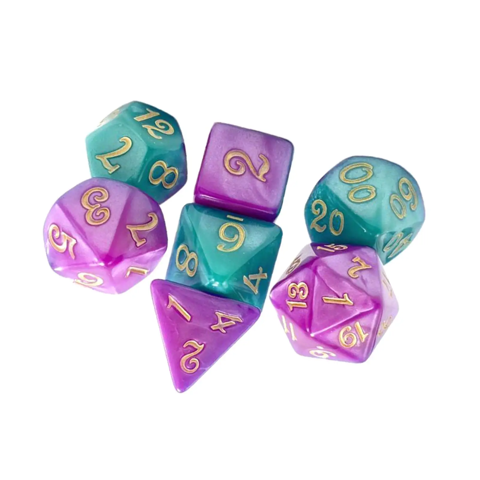 7Pcs Polyhedral Dice Multisided Dice Smooth Edge, D4 and D6 D8 D10 D12 D20,