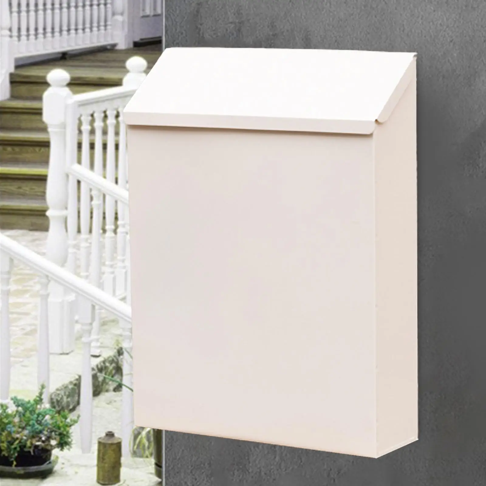 Drop Box with Lock Letter Box with Key Wall Mounted Mailbox Newspaper Holder Box for Front Door Home Office Outdoor Porch Gate