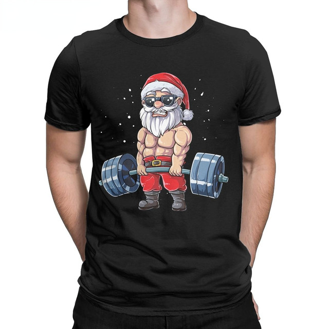 Fitness Christmas shirt Santa Deadlift Gym Xmas Men Gifts T-Shirt