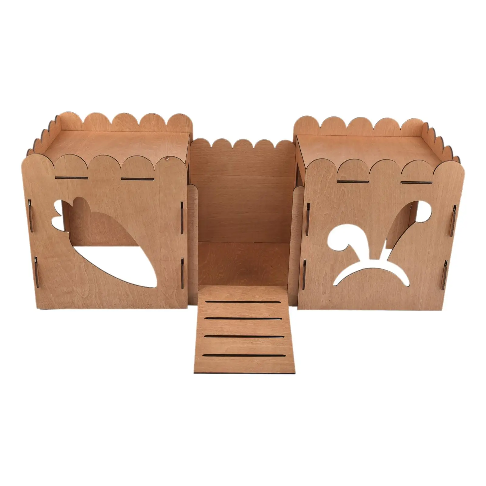 Wooden Rabbit Castle Hideout Hamster House Habitats Hut with Ladder Cage