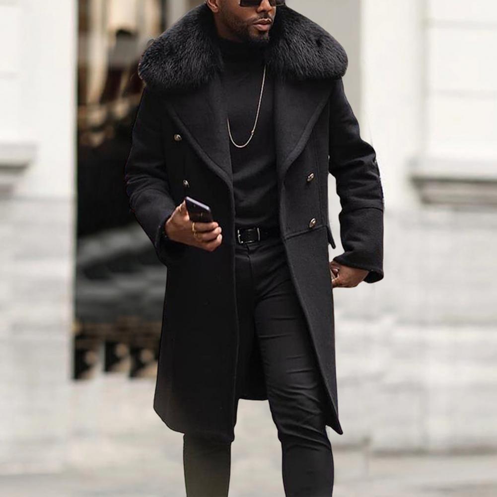 Description Picture 4 of itemMen Jacket  Popular Thick Turn-down Collar Woolen Jacket  Temperament Men Trench Coat