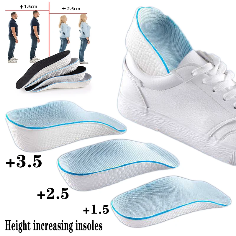 Höhe Erhöhen Einlegesohlen Männer Frauen Schuhe Flache Füße Arch Support Orthopädische Einlegesohlen Turnschuhe Ferse Lift Memory Foam Weiche Schuh Pads – Detail 1