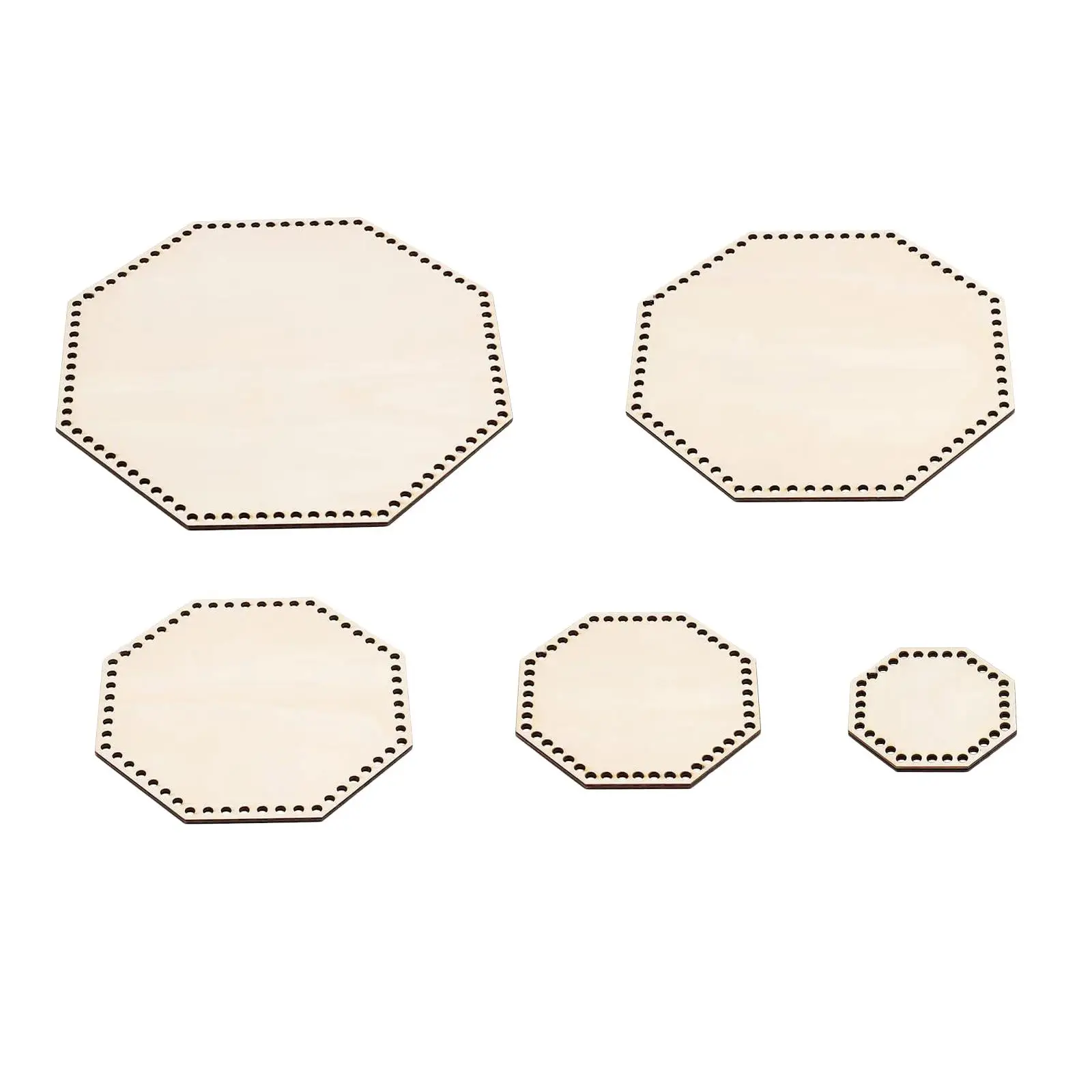 5Pcs Octagon Crochet Basket bottoms Shaper Wooden Multifunctional Practical Blank Sturdy Accessories for DIY Baskets Bags Purse