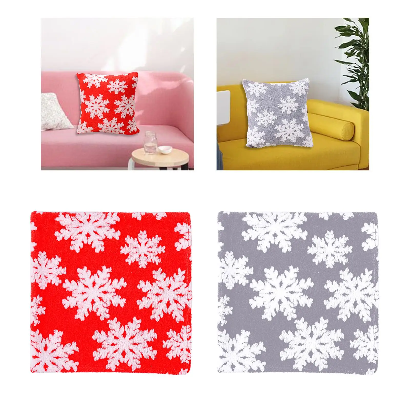 Christmas Throw Pillow Covers Winter Xmas Snowflake Pattern Christmas Cushion Cover for New Year Home Room Car Chair Sofa