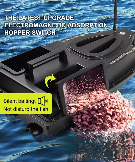 Rc Bait Boat V900，500 Meters GPS 40 Point Positioning, 2 Hoppers with a  Weight of 1.5KG, Automatic Return, Night Fishing Boats