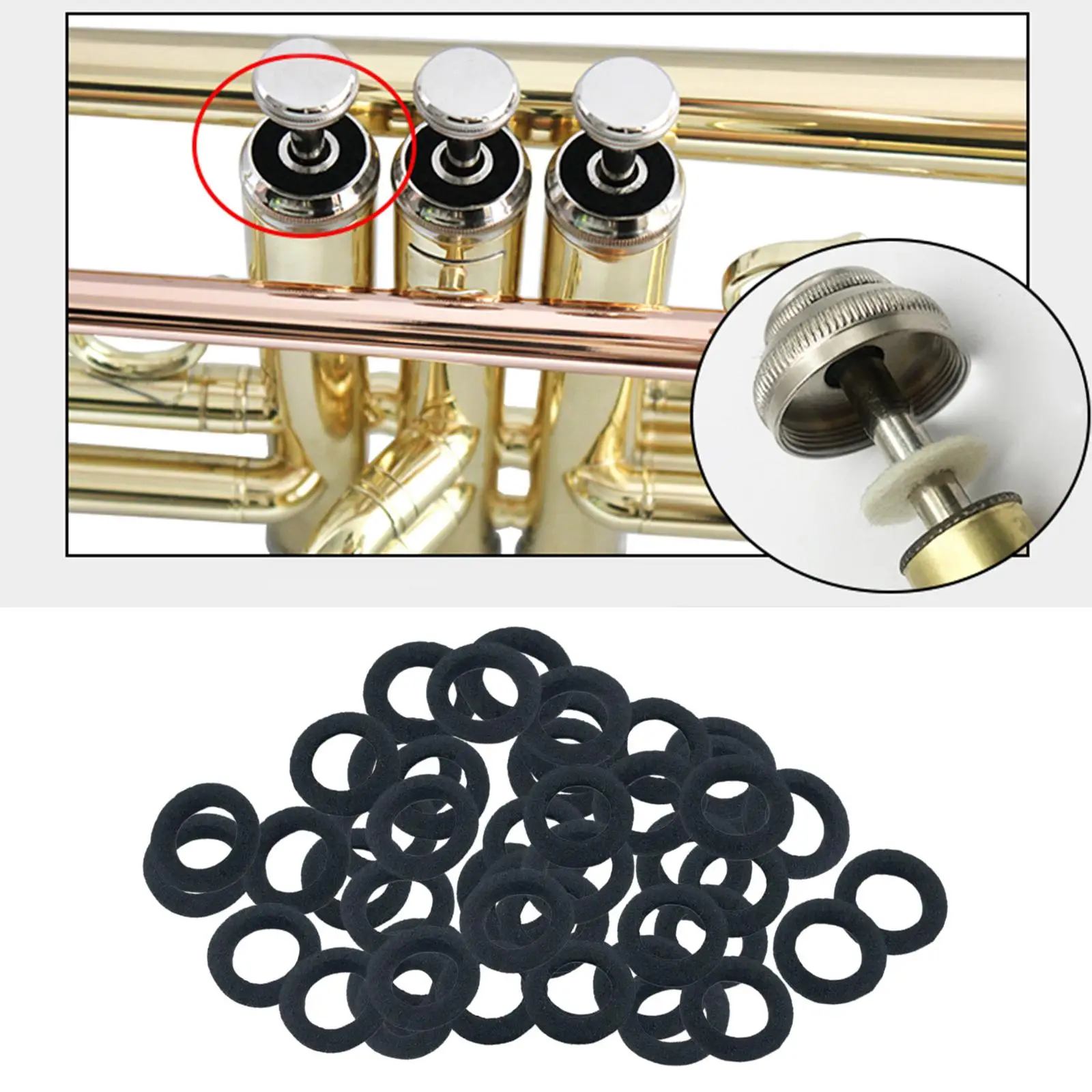 3X 50x Cornet Trumpet Felt Washers Pad Musical Instrument Acc Black
