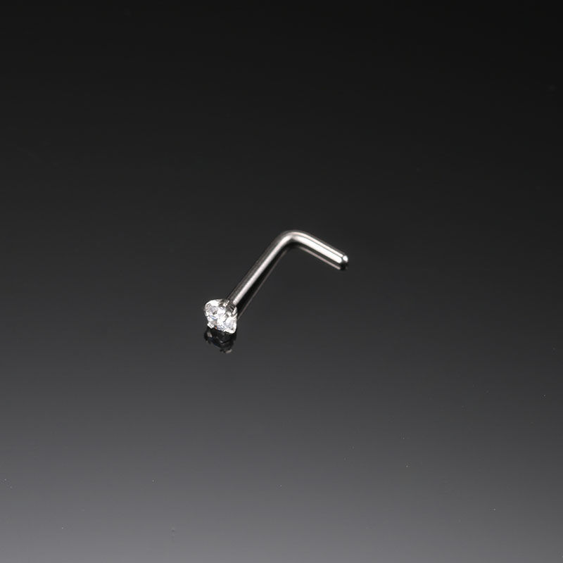 10 teile/los 1.2/3/2/2/3mm cz Zirkon Nasen stecker Edelstahl l Form Nasenloch Nieten für Frau Mann Körper Piercing Schmuck 20g – Detail 1